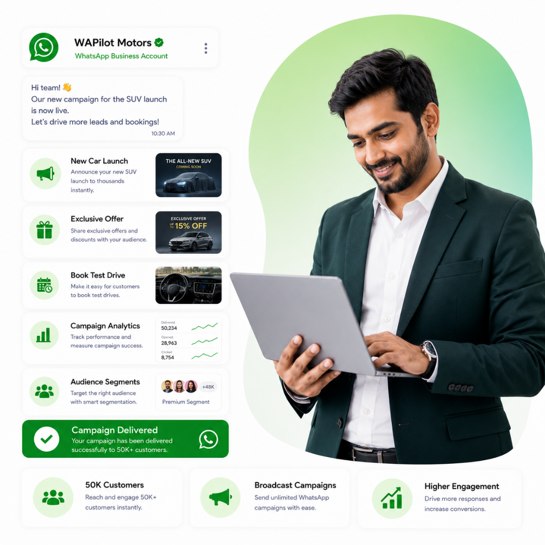 Automobile broadcast campaigns on WhatsApp