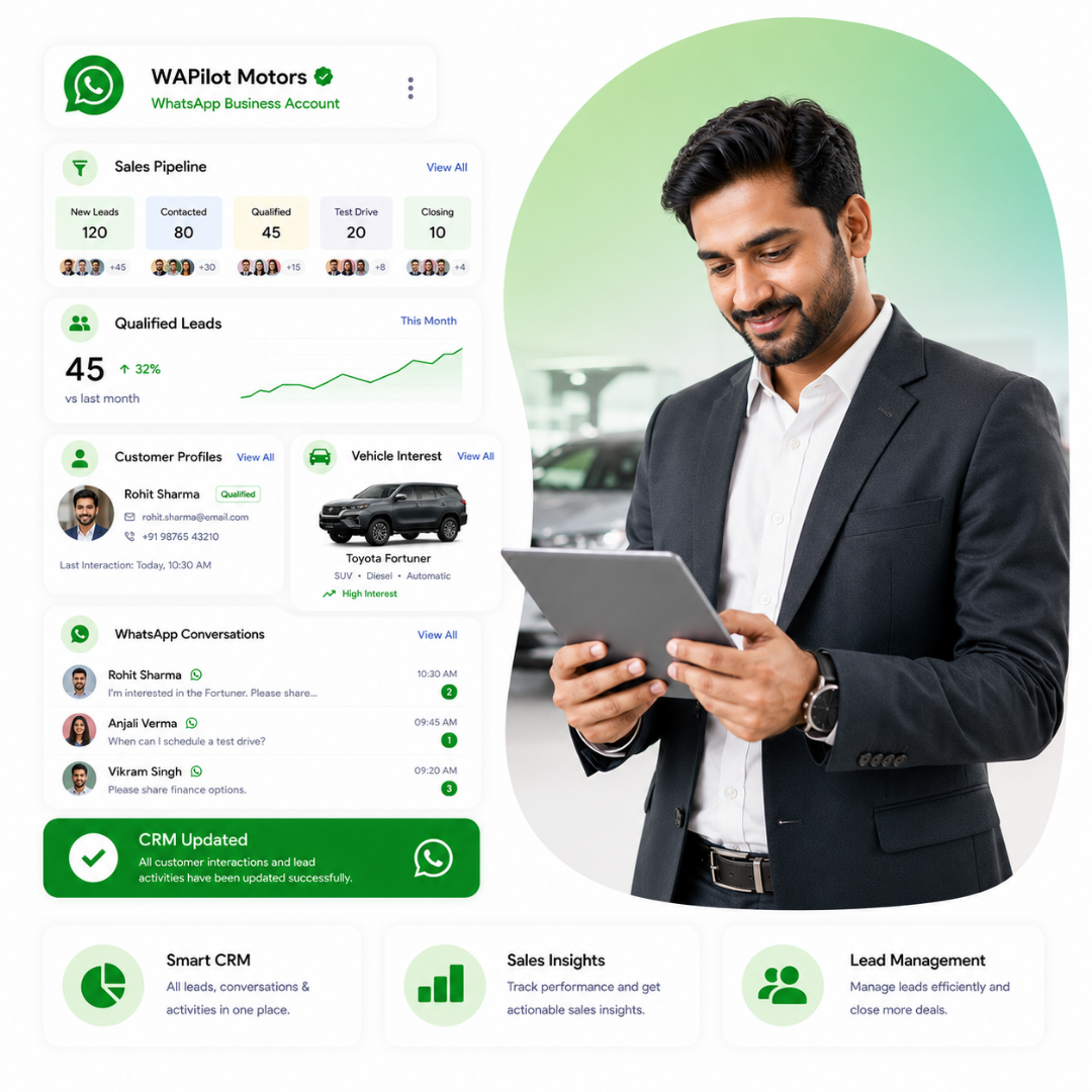Automobile CRM lead management with WAPilot