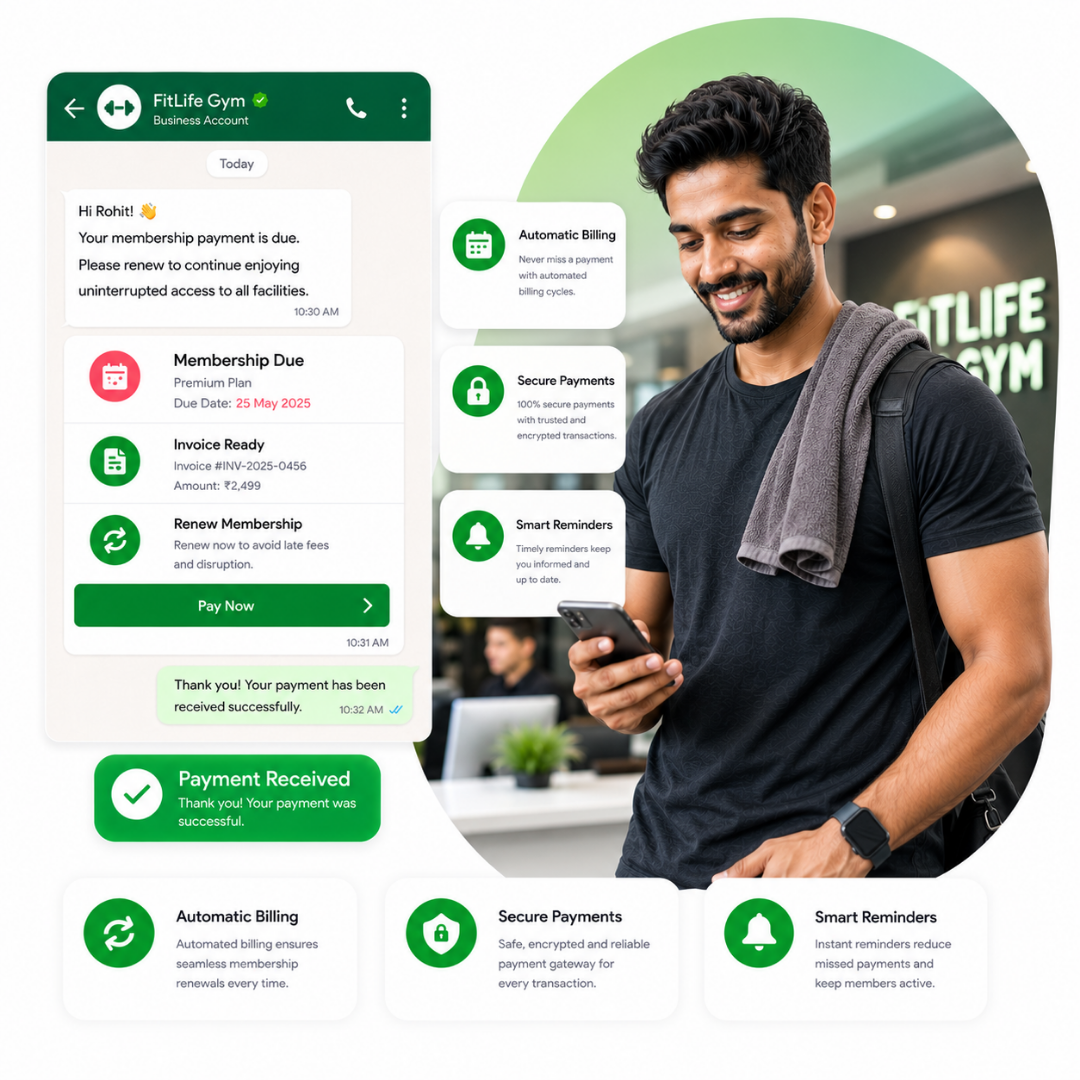 Gym payment reminder automation on WhatsApp
