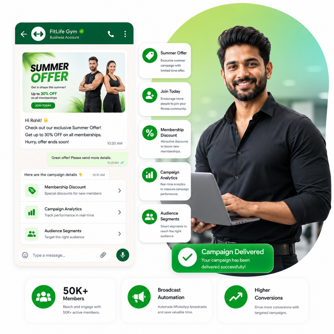 Gym promotional campaigns on WhatsApp