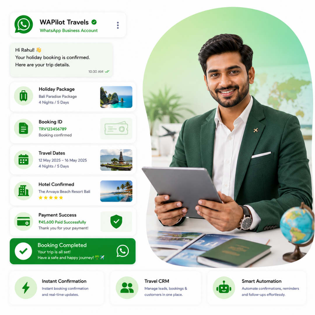 Travel booking confirmation on WhatsApp