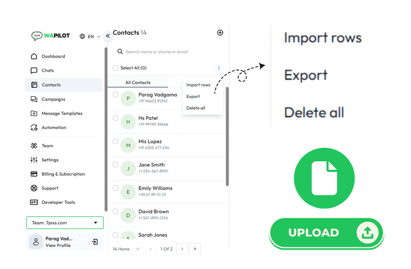 Contact Import & Export showcase