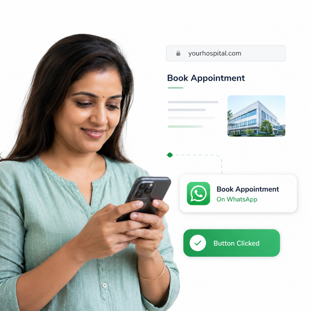 Patient clicking WhatsApp appointment button
