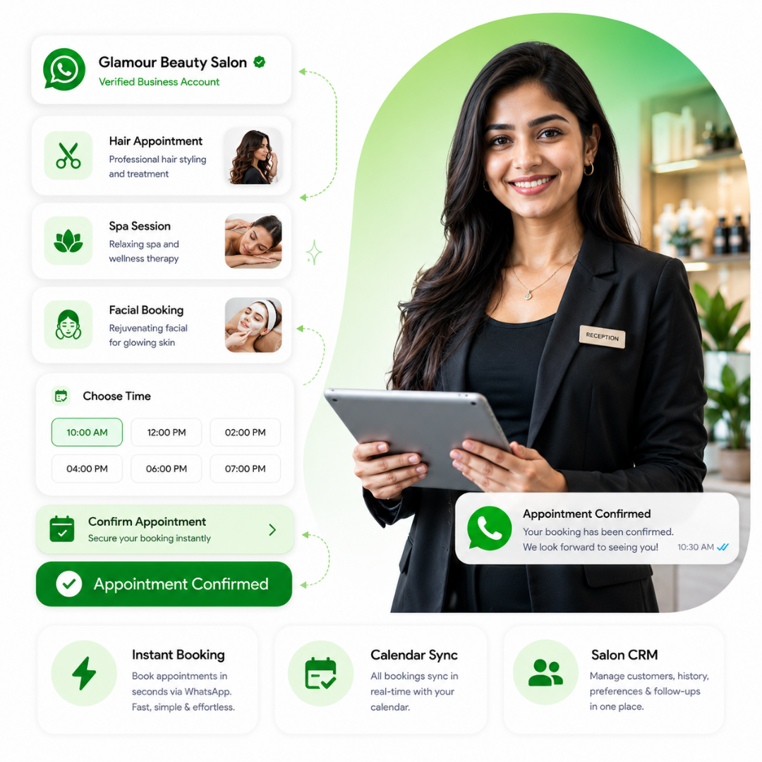 Salon appointment booking on WhatsApp
